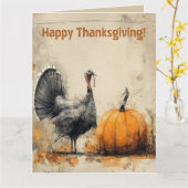 Carte Remerciements éditable Turquie et salutation Citro (Fleur jaune)