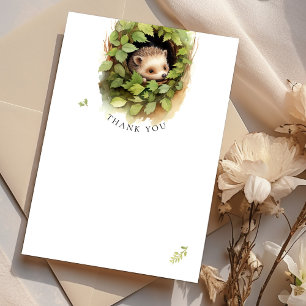 Carte Remerciements Hérisson Forêt Baby Shower Aquarelle