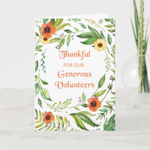 Carte Remerciements pour les bénévoles généreux Thanksgi