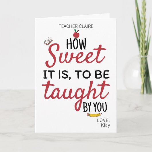 Carte Remerciements pour un Professeur de l'École Spécia (Devant)