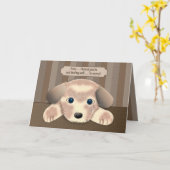 Carte REMETS-TOI,  Chien Triste mais Adorable (Fleur jaune)