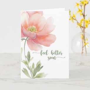 Carte Remettez-vous bientôt Élégante Grande Fleur Aquare