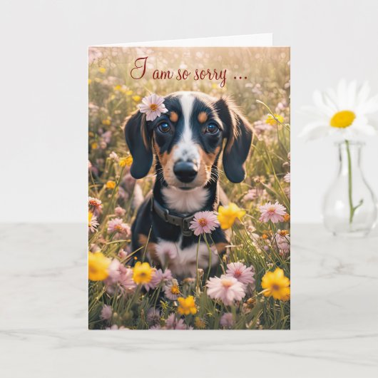 Carte Remettez-vous Remettez-vous Mignon chiot teckel (Petite plante)