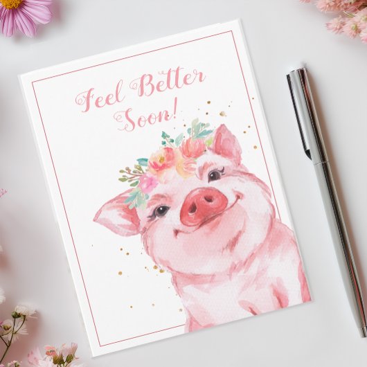 Carte Remettez-vous vite Cochon Mignon