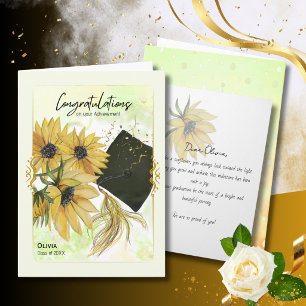 Carte Remise de diplôme Tournesol Début d'un beau voyage