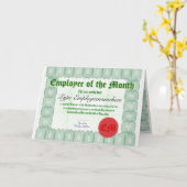 Carte Remise d'un prix de certificat d'employé du mois (Fleur jaune)