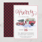 Carte Remorque vintage Camper Rouge | Noël (Devant / Derrière)