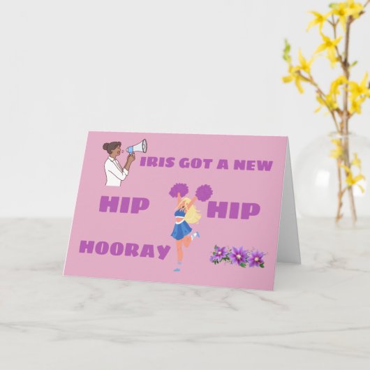 CARTE REMPLACEMENT DE HANCHE DRÔLE HIP HIP HOURRA (Fleur jaune)