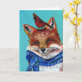 Carte Ren d'hiver avec cardinal ! (Fleur jaune)