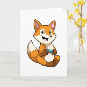 Carte Ren en train de jouer avec manette (Fleur jaune)