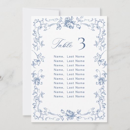Carte Renaissance Ornate Dusty Blue Seating Chart (Devant)