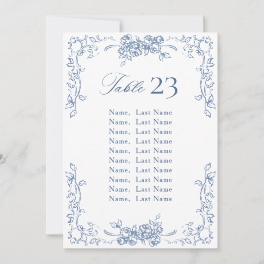 Carte Renaissance Ornate Dusty Blue Seating Chart (Devant)