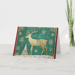 Carte Renard à huile d'or avec flocons de neige