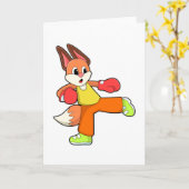 Carte Renard à la boxe d'arts martiaux avec gants de box (Fleur jaune)