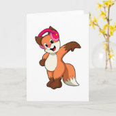 Carte Renard à la musique avec casque (Fleur jaune)