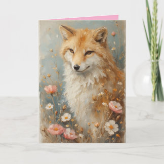 Carte Renard amical parmi les fleurs