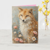 Carte Renard amical parmi les fleurs (Fleur jaune)