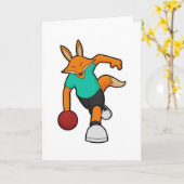 Carte Renard au bowling avec boule de bowling (Fleur jaune)