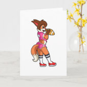 Carte Renard au Football Sports (Fleur jaune)