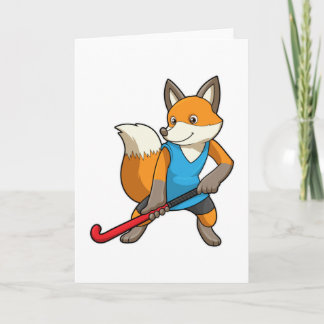 Carte Renard au hockey avec une batte de hockey