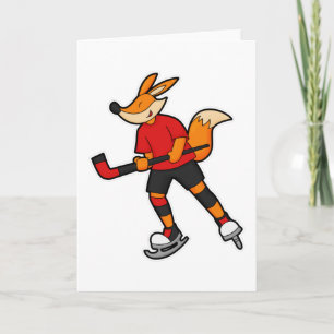 Carte Renard au hockey sur glace avec Bâton de hockey su