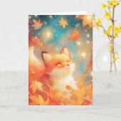 Carte Renard Automne Enchanté (Fleur jaune)