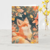 Carte Renard Automne Étreinte (Fleur jaune)