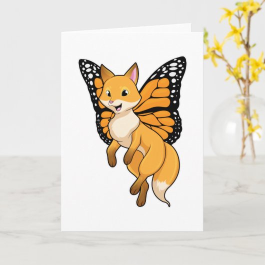 Carte Renard avec Aile (Fleur jaune)