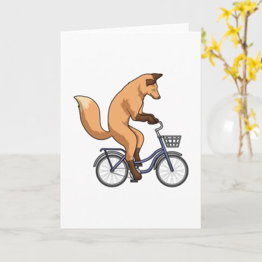 Carte Renard avec bicyclette (Fleur jaune)