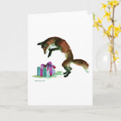 Carte renard avec cadeau (Fleur jaune)
