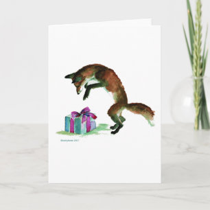Carte renard avec cadeau