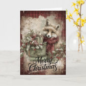 Carte Renard avec cadeaux et vacances rustiques (Fleur jaune)