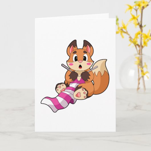 Carte Renard avec écharpe (Fleur jaune)