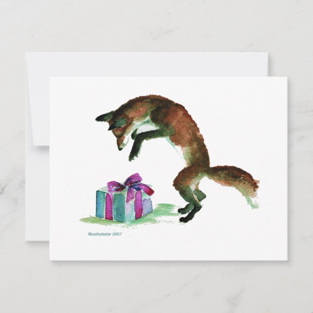Carte renard avec le présent (Devant)