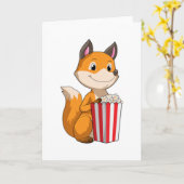 Carte Renard avec Popcorn (Fleur jaune)