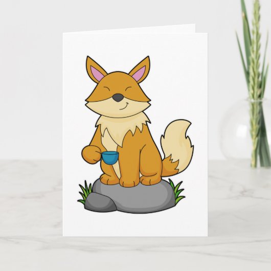 Carte Renard avec tasse à café (Devant)