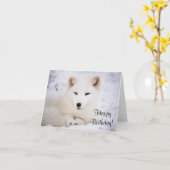 Carte Renard blanc arctique (Fleur jaune)