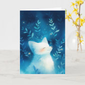Carte Renard Blanc Sérénité (Fleur jaune)