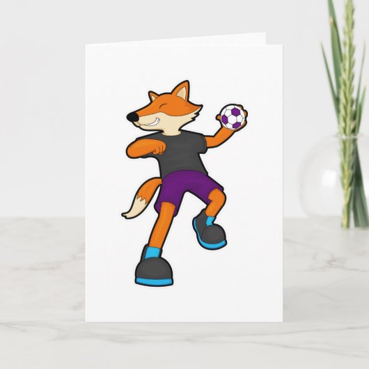 Carte Renard chez joueur de handball avec ballon de hand (Devant)