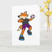 Carte Renard chez joueur de handball avec ballon de hand (Fleur jaune)