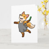 Carte Renard coiffeur avec ciseaux (Fleur jaune)