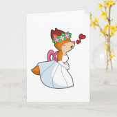 Carte Renard comme mariée avec robe Mariage & Flower wre (Fleur jaune)