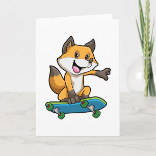 Carte Renard comme patineur avec skateboard