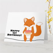 Carte Renard d'anniversaire (Fleur jaune)