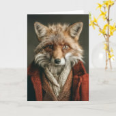 Carte Renard Dapper dans un style cosy (Fleur jaune)