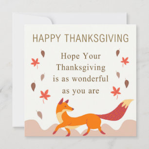 Carte Renard d'automne mignon avec Feuilles en chute dan