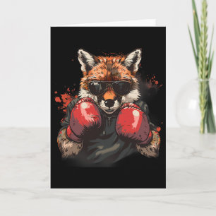 Carte Renard de boxe avec gants de boxe Boxe pieds-poing