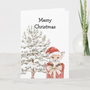 Carte Renard de l'arbre de Noël dans une boîte