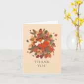 Carte Renard des Bois Rustique Merci (Fleur jaune)