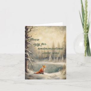 Carte Renard d'hiver Message de vœux non confessionnel p